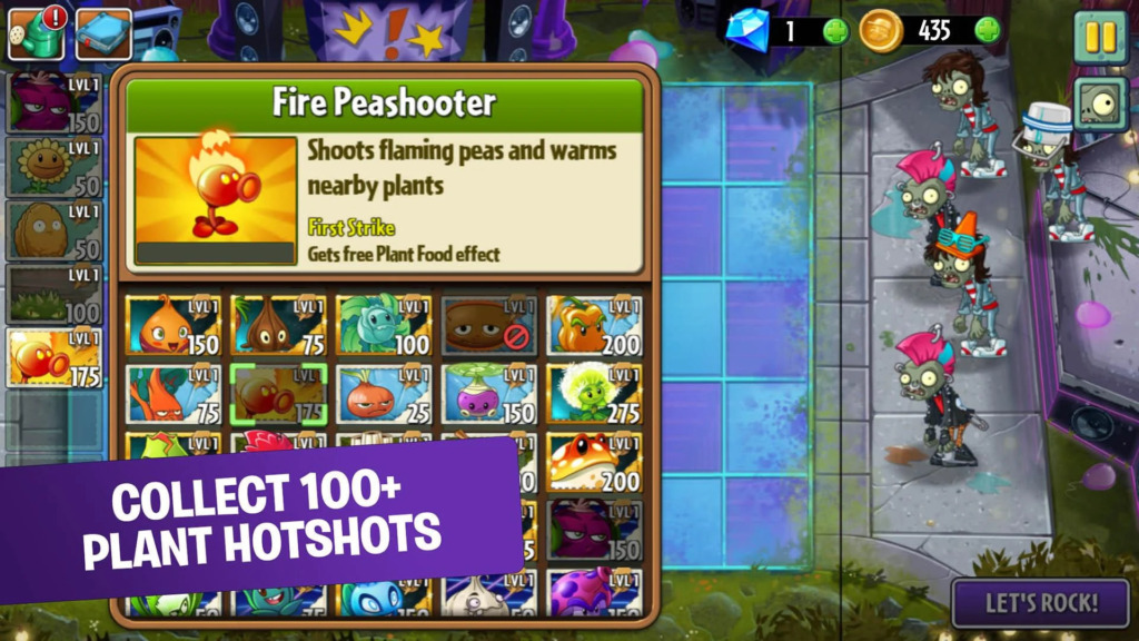 Features in the game Plants vs Zombies 2 APK MOD