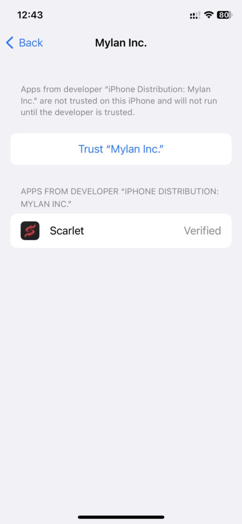Install the Scarlet application iPhone